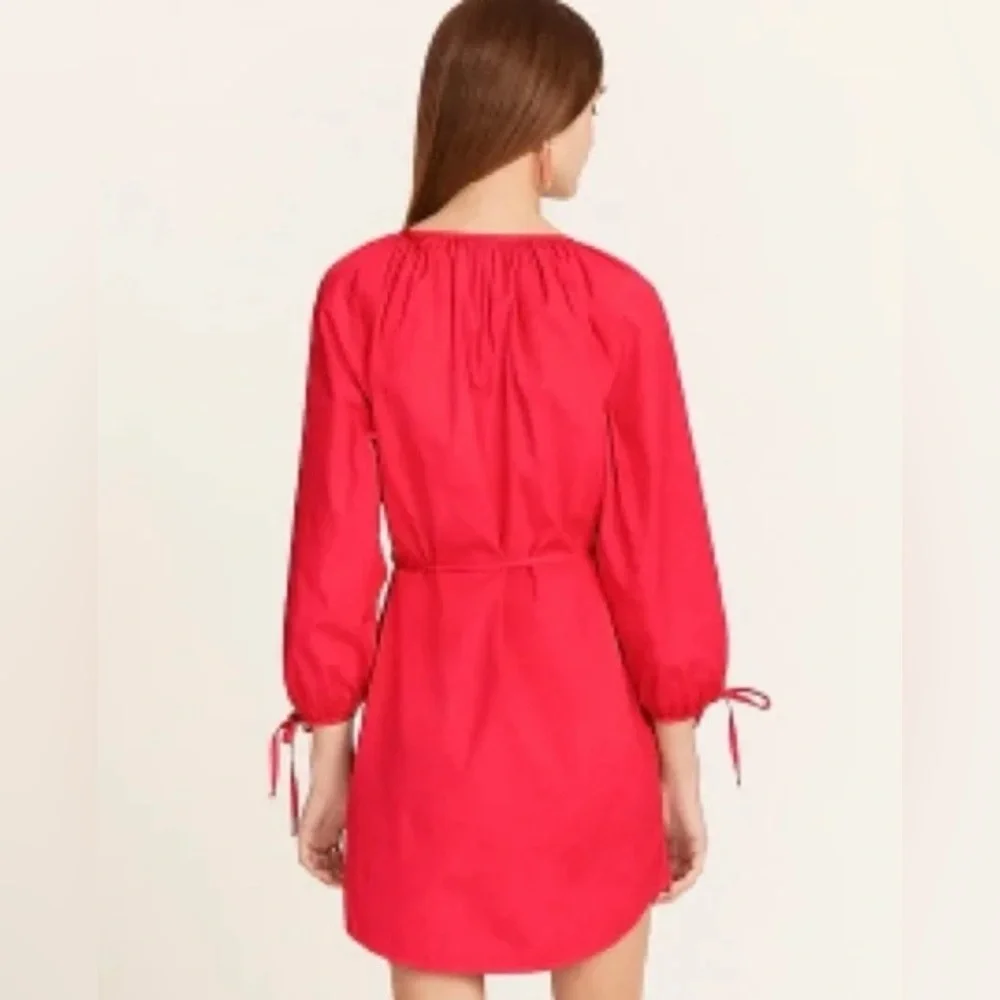 J. Crew Tie-Sleeve Button-Front Dress in Cotton Poplin